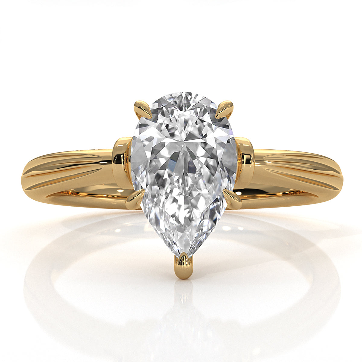4.2g Ridged Solitaire Prong Set Lab Grown Diamond Engagement Ring IGI Certified 2.6mm 1.00 Ctw.